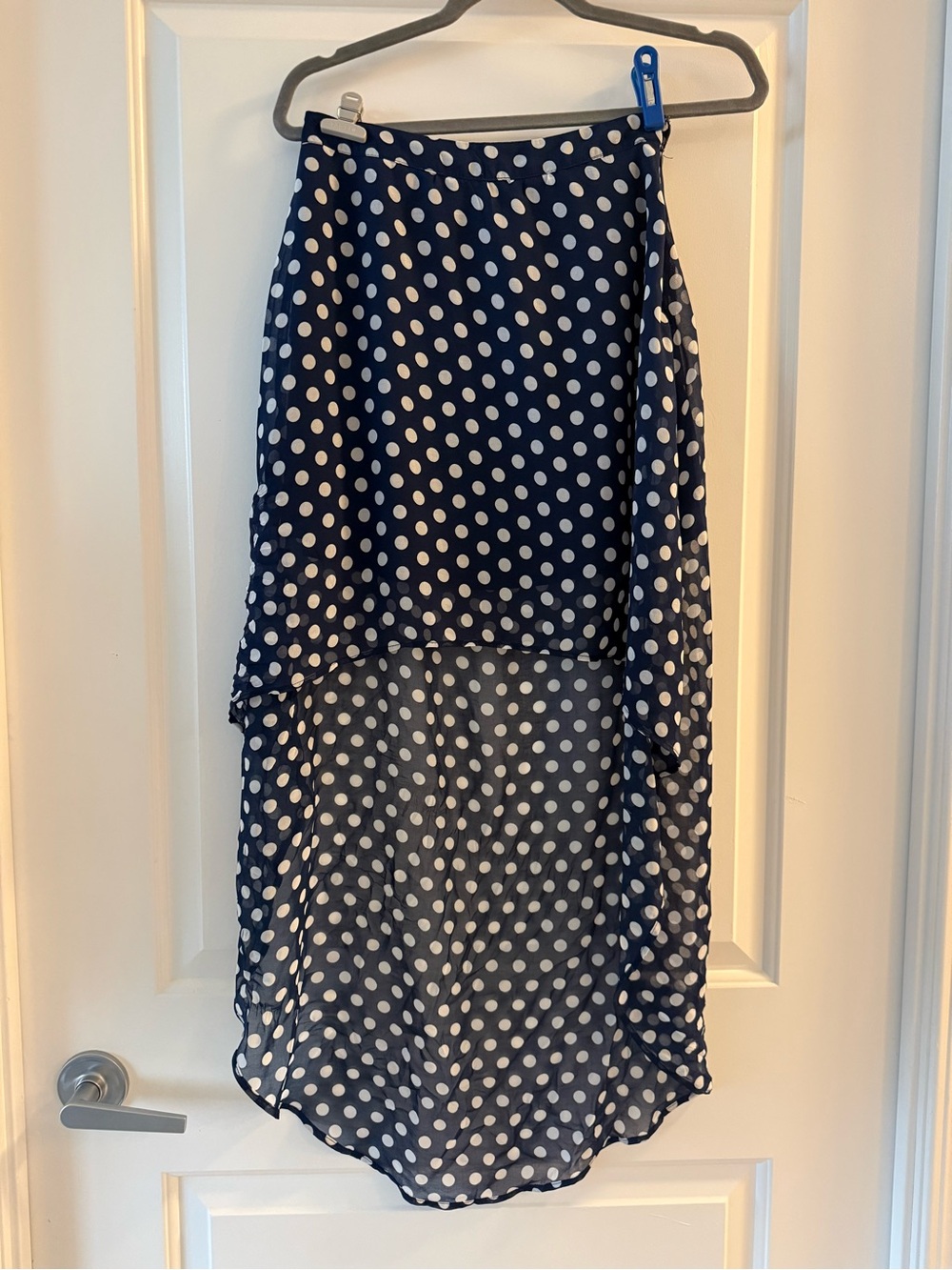 Forever 21 Navy and White Polka Dot High-Low Skirt